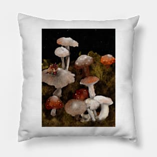 Mushroom forest floor watercolor Pillow