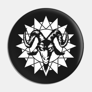 Satanic Goat Head with Chaos Star 1.2 (white) Pin