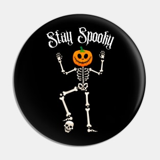 Stay Spooky Skeleton Pumpkin Head Spooky Halloween Party Costume Pin