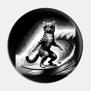 Funny Cat Surfing Gifts Funny Cat Surfer Pin