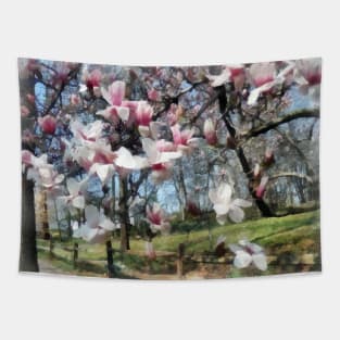 Spring - Magnolia Closeup by Fence Tapestry