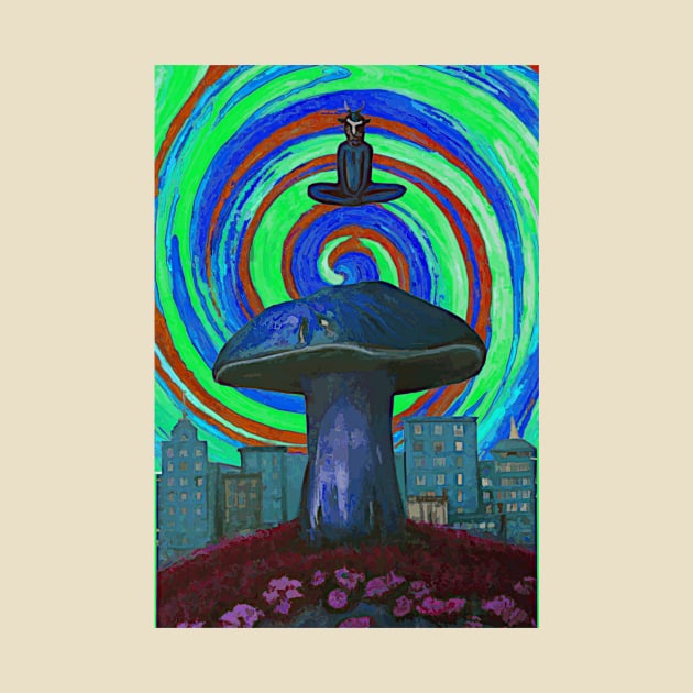 Satan Appears over Psychedelic Mushroom City 4 by Tirsatns Stuff