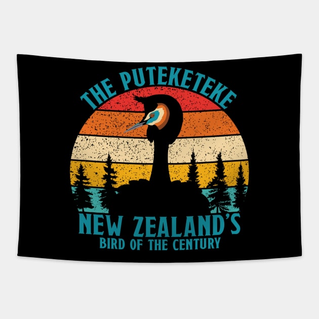 Funny Puteketeke New Zealand's Bird Of The Century Vintage Tapestry by rhazi mode plagget