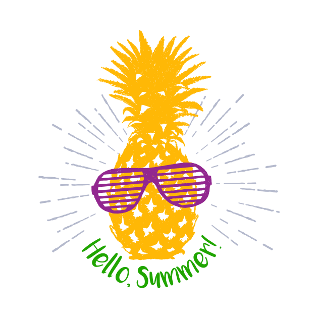 Hand Drawn Pineapple With A Funny Quote And Lettering. Hello, Summer! by SlothAstronaut