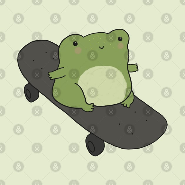 Cute Frog on Skateboard, Kawaii Cottagecore Aesthetic for Skateboarding Fans by Ministry Of Frogs