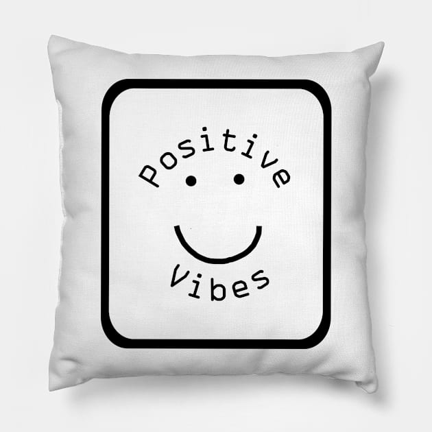 Positivity Vibes Smiley Face Sign Pillow by ellenhenryart