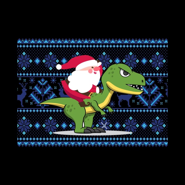 Santa riding dino t rex funny santa christmas gift by Flipodesigner