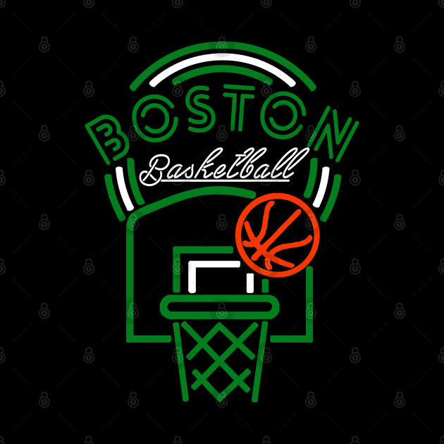 Neon Boston Basketball by MulletHappens