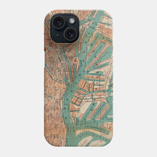 Vintage Map of Hamburg Germany (1910) 2 Phone Case by Bravuramedia