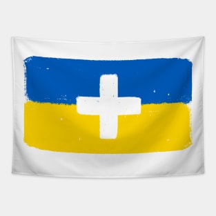 Ukraine White Cross Flag Tapestry