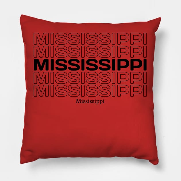 Mississippi text art Pillow by SHVA