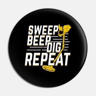 Sweep Beep Dig Repeat Metal Detectorist Gift Pin