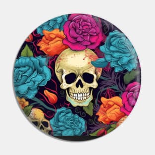 Floral skulls Pin