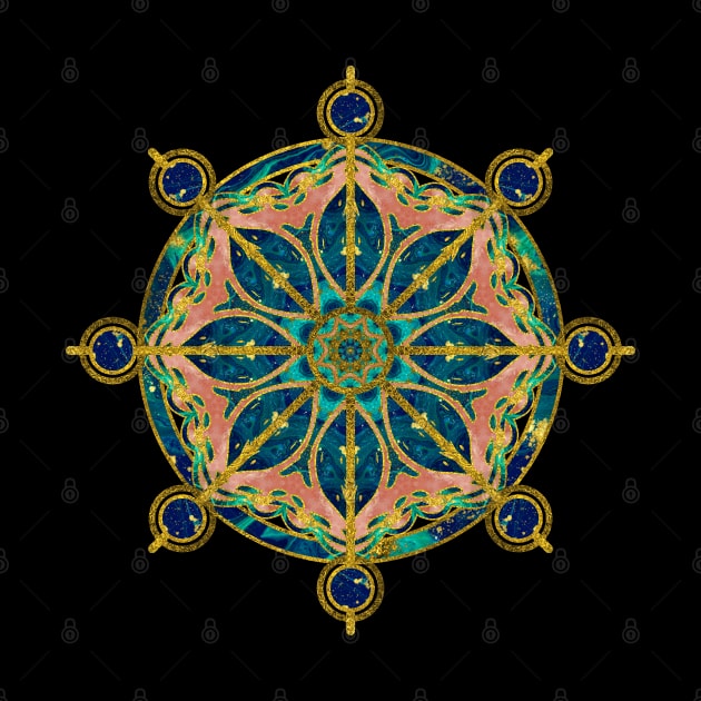Dharma Wheel - Dharmachakra Gemstone & Gold by Nartissima