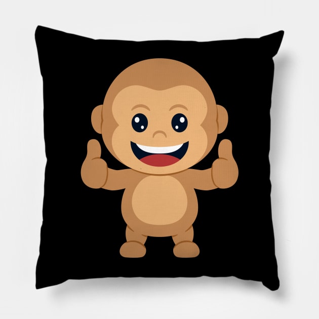 cute monkey giving thumb up Pillow by garistipis