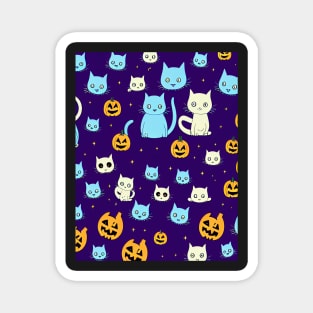 cat halloween pumpkins cut Magnet