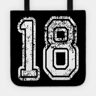 Number 18 Grungy in white Tote