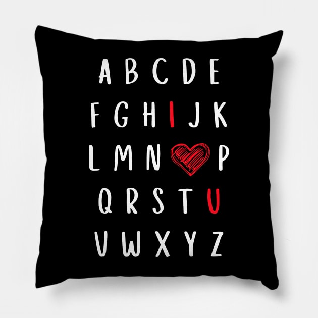 Nursery Teacher Gift Valentine Alphabet I Love You Pillow by RemyVision