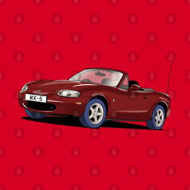 Mazda MX-5 Mk. 2 in dark red by Webazoot