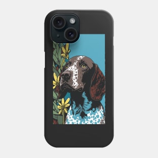 German Shorthair Pointer Dog Vibrant Tropical Flower Tall Retro Vintage Digital Pop Art Portrait Phone Case