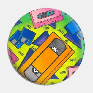 Retro Media Orange VHS Tapes Pin