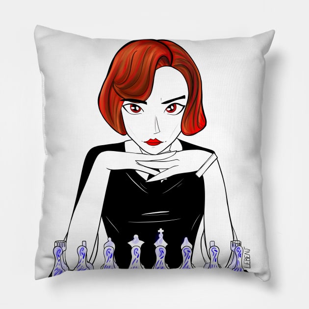 Beth the queen’s gambit in chessmaster Beth harmon art Pillow by jorge_lebeau