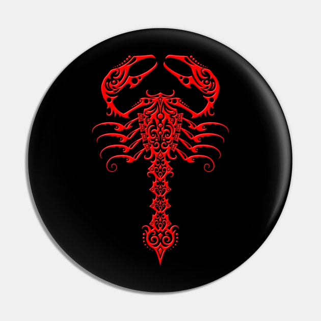 Red and Black Tribal Scorpion Pin by jeffbartels