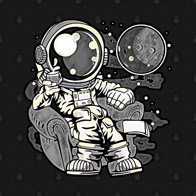 Astronaut Drinking And Relax • Funny And Cool Sci-Fi Cartoon Drawing Design Great For Anyone That Loves Astronomy Art by TeesHood