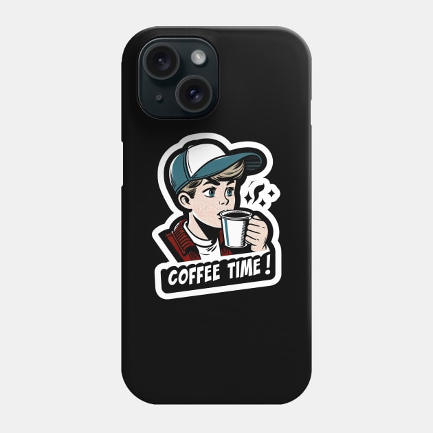 young boy drink cup of coffee Phone Case by Dracoola