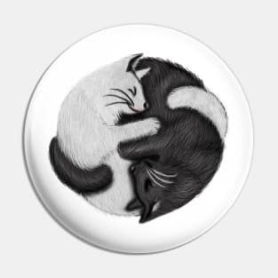 Yin Yang Cats Cat Lover Kitten Chinese Graphic Pin
