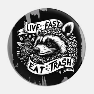 Raccoon Live Fast Eat Trash Pin