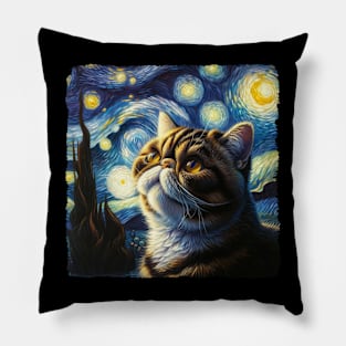 Exotic Shorthair Starry Night Inspired - Artistic Cat Pillow