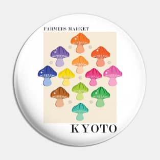 Farmers Market Kyoto Rainbow colour mixed mushroom art print Pin