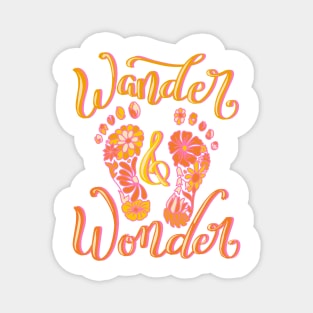 Walking Wander and Wonder Unique Boho Flowers Feet Design Magnet