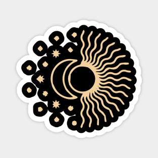 bohemian astrological design with sun, stars and sunburst. Boho linear icons or symbols in trendy minimalist style. Modern art Magnet