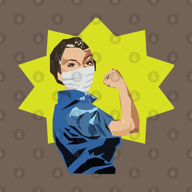 Vintage Rosie the Riveter in FaceMask by MichelleBoardman