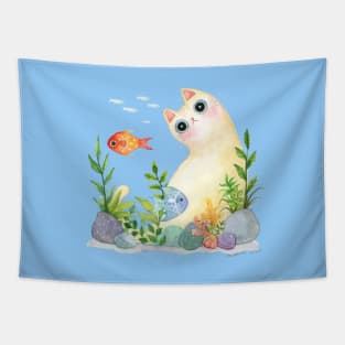 Aquarium Cat Tapestry