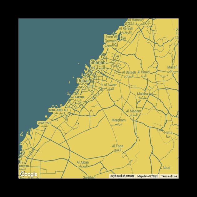 Dubai yellow map by Mapmania