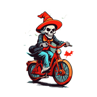 Witch skeleton riding bike T-Shirt