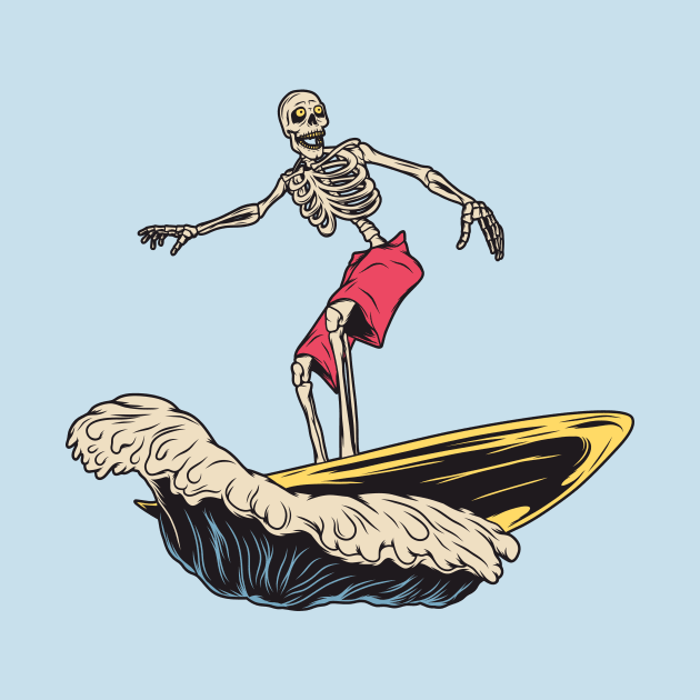 Retro Surfing Skeleton Cartoon by SLAG_Creative