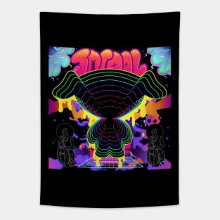 Dope Sprial of cool dog silihauttes rainbow illustration Tapestry