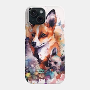 cute animals watercolor painting Phone Case