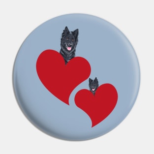 Groenendael Belgian Shepherd in Heart Pin