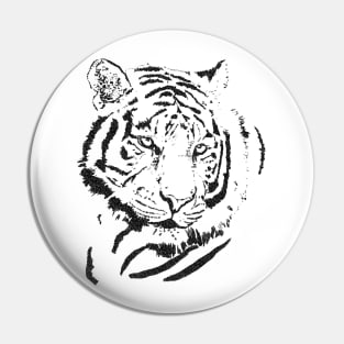 black white tiger head art Pin