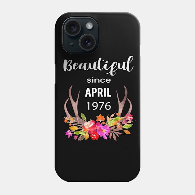 Deer Antler Elk Hunting Flower Horn Beautiful Since April 1976 Phone Case by familycuteycom