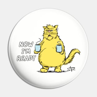 Funny Isaac Catz Cat Coffee cartoon Pin