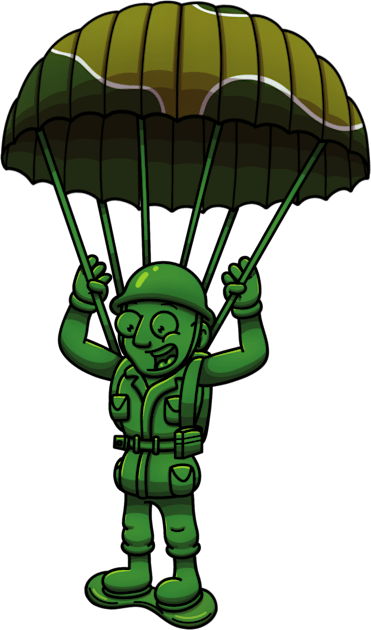 Green Military Soldier Toy With Parachute Kids T-Shirt by TheMaskedTooner