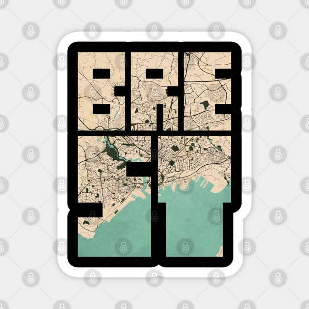 Brest, France City Map Typography - Vintage Magnet by deMAP Studio