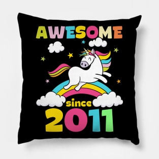 Cute Awesome Unicorn Since 2011 Funny Gift Pillow