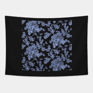 Toile, Cornflower Blue Roses Pattern Tapestry